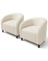Garvee Set De 2 Sillas Accent Barril Bouclé Beige Para Sala Y Oficina, Espuma Alta Densidad, Patas Plásticas, Bolsillo Lateral - Beige