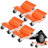 Garvee Juego de 4 Carretillas para Ruedas de Coche, Capacidad 2722 kg, Acero Resistente, Para Taller y Mantenimiento, Negro - Naranja