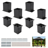 Garvee Soporte Para Poste De Madera 4x4 Con Base Interior Elevada, Acero Revestido En Polvo, Kit Completo Para Terrazas, Cercas Y Pérgolas - Black 8 Pc 4"X4" Post Anchor (With Interior Base)
