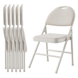 Garvee Sillas Plegables 6 Pack con Cojín de Tela y Respaldo, Metal, Beige, Interior y Exterior, Resistente y Cómodas - Beige