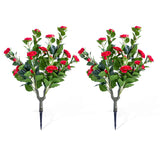 Garvee Topiario Artificial 90 cm con Flores Camelia, Juego de 2, Realista y Resistente al Clima, PE con Estacas Metálicas, para Interior y Exterior, Rojo - Rojo