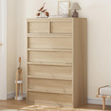 Garvee Cómoda de 7 Cajones de Madera Acabado Roble Natural 75 cm para Dormitorio Salón y Entrada Estable y Versátil - Madera Natural