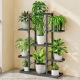 Garvee Soporte para Plantas de Hierro con 5 Niveles y Estructura Robusta para Jardín Balcón y Sala Gris Espacial - Negro