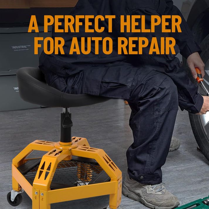 Taburete de garaje con asiento acolchado