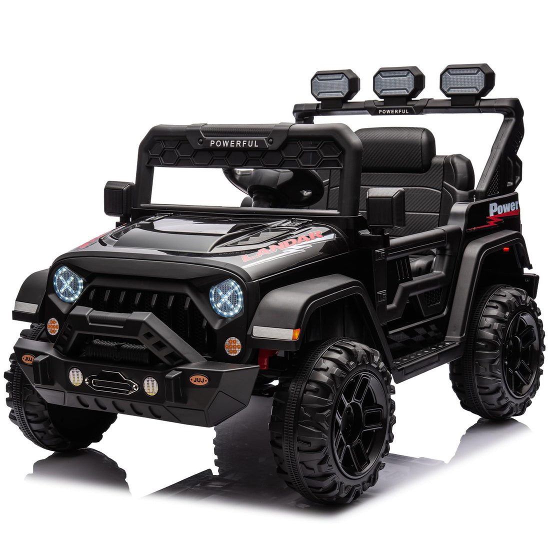 Garvee Coche Eléctrico 12V, Control Remoto, 3 Velocidades, Luces LED, Música, Suspensión de Resortes, Seguridad, 3-6 años, Interior y Exterior, Negro