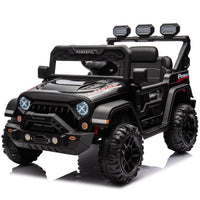 Garvee Coche Eléctrico 12V, Control Remoto, 3 Velocidades, Luces LED, Música, Suspensión de Resortes, Seguridad, 3-6 años, Interior y Exterior, Negro