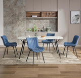 Garvee Sillas de Comedor Modernas Tapizadas en Cuero Azul, Ergonomía, Patas Metálicas, Juego de 6, 79 cm Alto - Azul