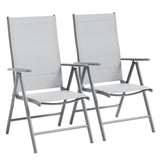 Garvee Set de 2 Sillas de Jardín Plegables, Sillas de Aluminio y Textileno con 8 Niveles de Reclinación para Terraza, Patio y Camping