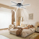 Garvee Ventilador de Techo con Luz LED y Mando para Dormitorio y Salón - Lámpara de Techo Silenciosa de 82cm con APP, 6 Velocidades y Función Invierno, Negro