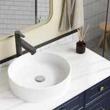 Garvee Lavabo Redondo de Encimera para Baño, Porcelana Blanca, 47×47×12 cm, Borde Delgado, Resistente a Arañazos - 