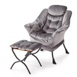 Garvee Sillón Lazy Con Otomana, Respaldo Ergonómico, Estructura De Acero, Tela Transpirable, Sala Y Oficina, Grande, Gris - Azul-22