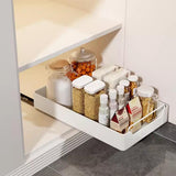 Garvee Cajón Telescópico para Especias 25x43x7cm Acero Inoxidable Sin Taladrar Organizador de Armario Cocina Blanco - Blanco