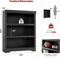 Garvee Librería Abierta de MDF con 3 Niveles y Sistema Antivuelco para Lectores en Salón o Estudio 80cm Negro Texturizado
