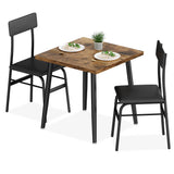 Garvee Conjunto de Comedor Moderno 3 Piezas para 2 Personas con Mesa y Sillas de Metal y Madera, Compacto, Tapizado en PU, Negro, 75 × 75 cm