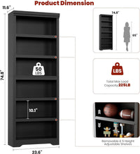 Garvee Estantería Estrecha de 6 Estantes con Diseño Vertical y Sistema Antivuelco para Espacios Reducidos en Oficina o Pasillo 60cm Negro Texturizado