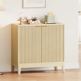Garvee Buffet Moderno de Madera con Puertas Onduladas y Patas Robustas para Comedor Color Roble - Roble