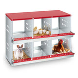 Garvee Caja de Anidación para Pollos 6 Compartimentos con Tapa, Acero Galvanizado 0.6mm, Ventilada Resistente, Multiuso Gallinas Patos, Rojo - Rojo