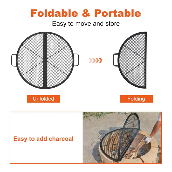 Rejilla de parrilla portátil con asa de fácil agarre para camping