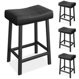Garvee Set De 4 Taburetes De Bar De 24 In Para Isla De Cocina, Cuero PU Resistente, Estructura Metálica Robusta, Negro