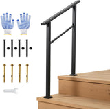 Garvee Pasamanos de 2 Peldaños con Soporte Ajustable y Kit de Instalación Completo para Escalones de Hormigón y Madera Negro - Negro/1 Ud.