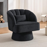 Garvee Sillón giratorio moderno 360 grados tapizado en terciopelo negro para sala de estar, dormitorio, rincón de lectura - Negro