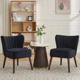 Garvee Silla Acento de Terciopelo Set de 2, Respaldo con Alas, Patas de Madera, Sala de Estar y Comedor, Fácil Montaje, Color Terciopelo - Negro