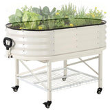 Garvee Maceta Alta de Acero Galvanizado, con Red Anti-Pájaros, Robusta, Resistente al Clima, Flexible y Fácil de Montar, para Jardín y Balcón - Blanco-Vertical