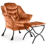 Garvee Sillón Lazy Con Otomana Plegable Tela Transpirable Estructura De Acero Naranja Para Sala Y Oficina - Naranja