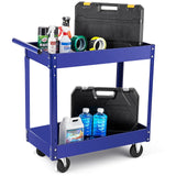 Garvee Carrito de Herramientas Rodante 2 Niveles Acero Resistente para Taller y Garaje 74 × 39 × 82 cm Negro - Azul