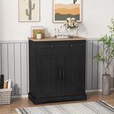 Garvee Gabinete De Almacenamiento Pequeño Con 2 Cajones Y 2 Puertas Para Cocina Y Sala, 29.53x14.96x33.46 In, Madera Engranada Y Patas Metálicas, Compacto Y Moderno