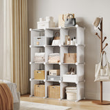 Garvee Organizador Modular de 12 Cubos Apilable Seguro con Kit Anti-Vuelco para Dormitorio y Armario Paneles PP Montaje sin Herramientas - Blanco