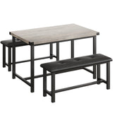 Garvee mesa de comedor con 2 bancos, juego de mesa de bar de 3 piezas para comedor y cocina, para 4 personas, estructura metálica - Gris