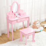 Garvee Set De Tocador Para Niñas Con Espejo Ajustable, Mesa Y Taburete De MDF Seguro, Rosa, 4-9 Años, Ideal Para Dormitorio O Sala De Juegos - Rosa