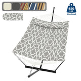 Garvee Hamaca Resistente con Soporte en T para Dos Personas y Tela Estampada Gris con Patrón - Gris Claro