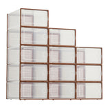 Garvee Cajas De Almacenamiento Plásticas Transparentes Grandes - Organizador Apilable Para Zapatos, Ropa Y Juguetes - 12 Unidades - ABS Resistente Con Ventilación - Marrón