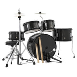 Garvee Batería Infantil de 5 Piezas, Set Musical Completo para Niños y Principiantes con Taburete y Baquetas, Ideal para Regalo y Aprendizaje Musical Temprano - Negro
