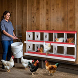 Garvee Caja de Anidación para Gallinas 10 Compartimentos, Acero Galvanizado 0.7mm, Recogida Automática de Huevos, Ventilación, Montaje en Pared, Ideal Granjas Gallineros, Rojo - Rojo