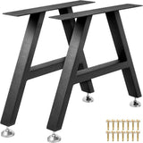 Garvee Patas de mesa de metal, diseño de horquilla/trapecio, forma H, acero resistente, resistente a la intemperie, 41×51 cm, negro, para interior y exterior - 