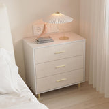 Garvee Cómoda de 6 Cajones con Textura de Lino, Cajonera de Madera de 39x70x76 cm para Dormitorio, Blanco Mate y Oro Cepillado