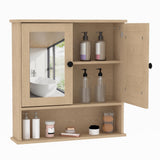 Garvee Gabinete De Pared Para Baño Con Puertas Espejadas, Estante Ajustable, Compacto 2.2x23x5.1 Pulg, Estilo Granero, Blanco - Roble