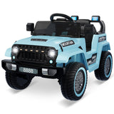 Garvee Coche Eléctrico 12V (Europa), Control Remoto 2.4G, Bluetooth, Música, Luces y Bocina, PP y Acero, 3-6 años, Interior y Exterior, Azul - Azul