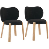 Garvee Sillas de Acento Sherpa Fleece Modernas Tapizadas en Berber Fleece para Dormitorio y Comedor Negro Compacto - Negro