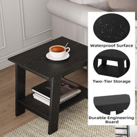 Garvee Pequeña Mesita de Noche de Madera con 2 Estantes para Dormitorio, Sala de Estar, Oficina, Baño 40x30x48CM Negro