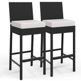 Garvee Taburetes de Bar de Ratán para Exterior, 2 Unidades, Diseño Ergonómico, Altura 71 cm, Color Beige - Beige