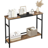 Garvee Consola de mesa 2 unidades Mesa auxiliar estrecha con estante ajustable para sala de estar, pasillo, office 100x23x79cm Madera Negra Vintage - Vintage