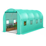 Garvee Invernadero Compacto 7'x15'x7' con Estructura Galvanizada, Cubierta PE 140G, Puerta y 8 Ventanas para Jardines Urbanos Verde