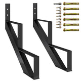 Garvee Escalera de Acero con Refuerzo Triangular y Capacidad de 272 kg Kit Completo de 2 Peldaños para Interior y Exterior en Acero Resistente Color Negro - Negro