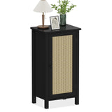 Garvee Mesa de Noche de Rattan Compacta y Elegante para Estilo Moderno en Dormitorio o Sala Negro - Negro