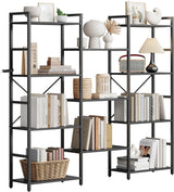 Garvee Estantería Industrial De 4 Niveles Con 11 Estantes, Estructura De Acero, Ajustable, Negra Para Sala Y Oficina - Negro