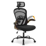 Garvee Silla de Oficina Ergonómica con Soporte Lumbar Reposabrazos Abatibles Asiento Amplio Malla Transpirable Estructura Metálica Capacidad 158 kg Negro - Negro